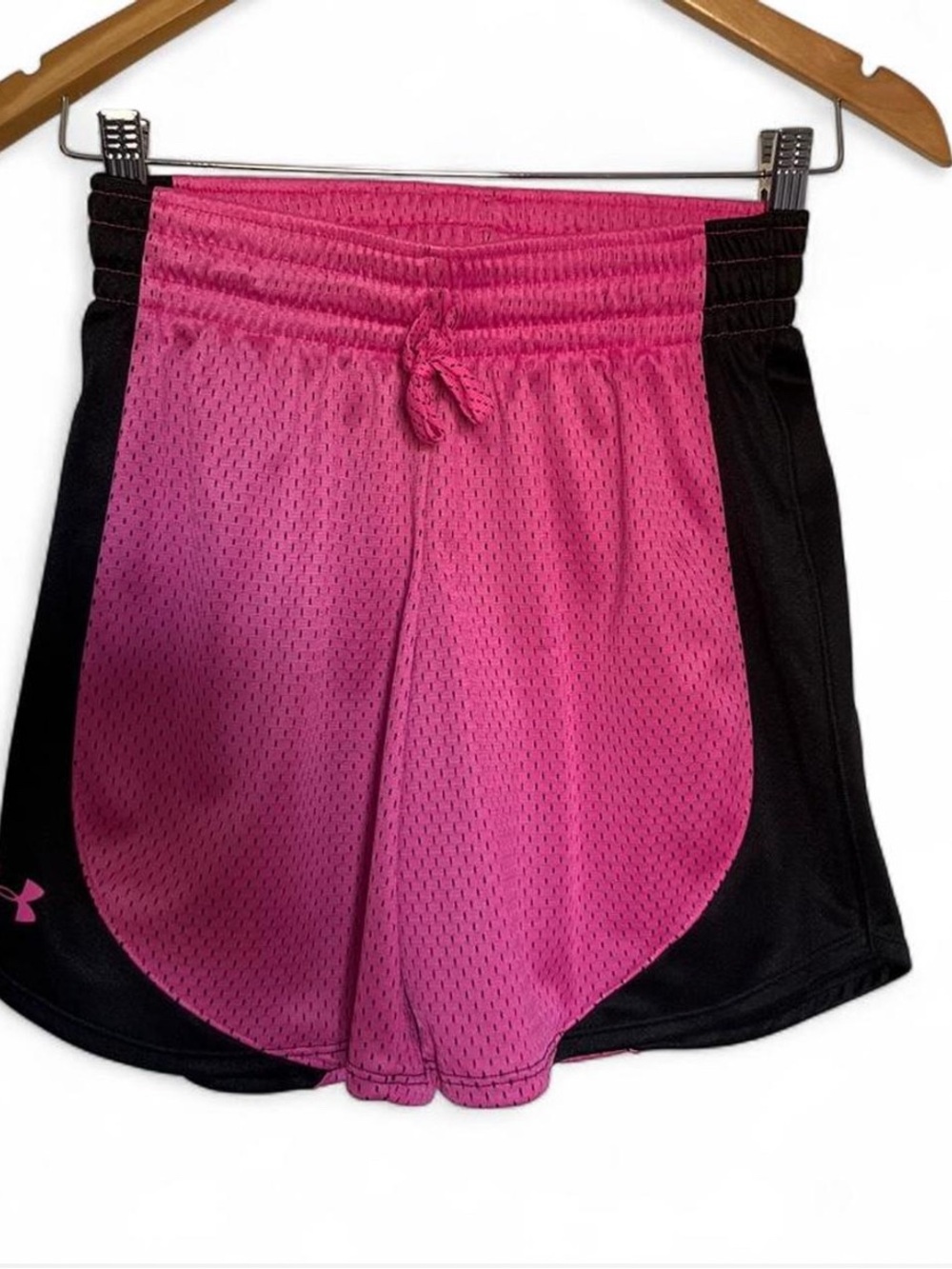 Under Armour Pink and Black Girls' Athletic Mesh Shorts